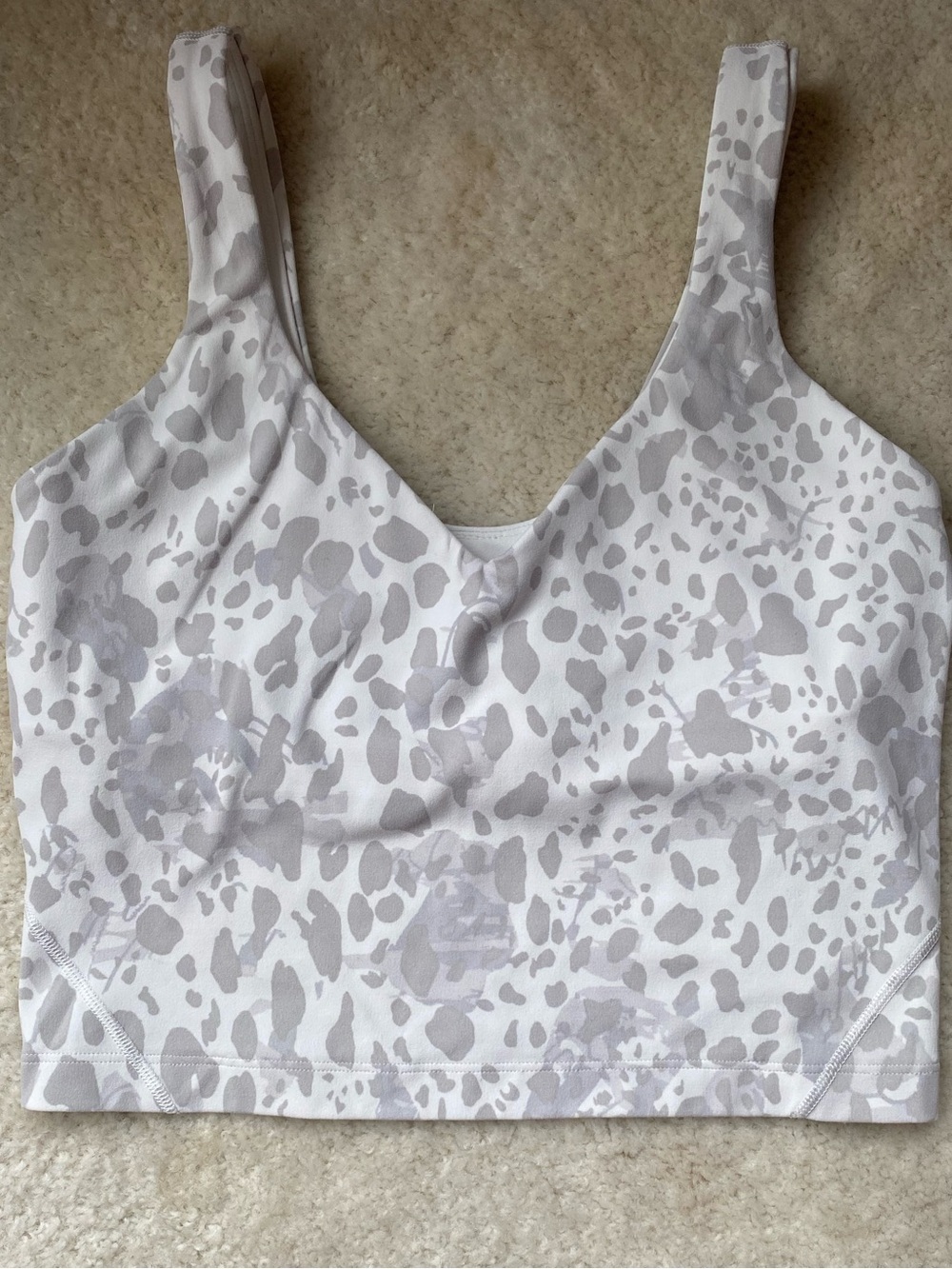 lululemon athletica White and Light Gray Printed Scoop Neck Crop Tank